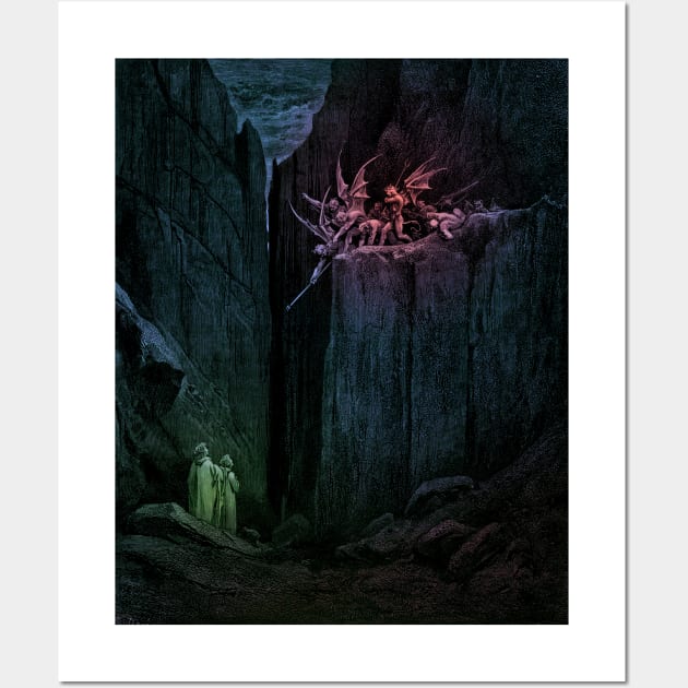 High Resolution Gustave Doré Illustration The Malebranche Tinted Wall Art by tiokvadrat